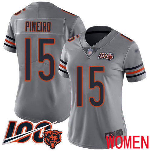 Chicago Bears Limited Silver Women Eddy Pineiro Jersey NFL Football #15 100th Season Inverted Legend